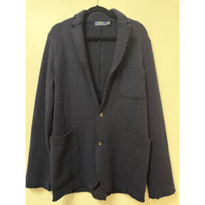 Polo Ralph Lauren Navy Men’s Knit Blazer Jacket Sz S | Elbow Patch |
